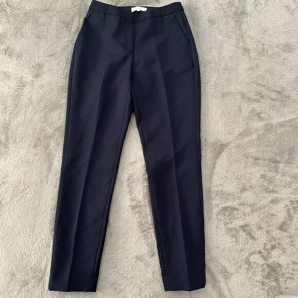 Reiss Faulkner Trouser Wool Blend Pants Women's 4 Navy Blue Career Business - Picture 1 of 8